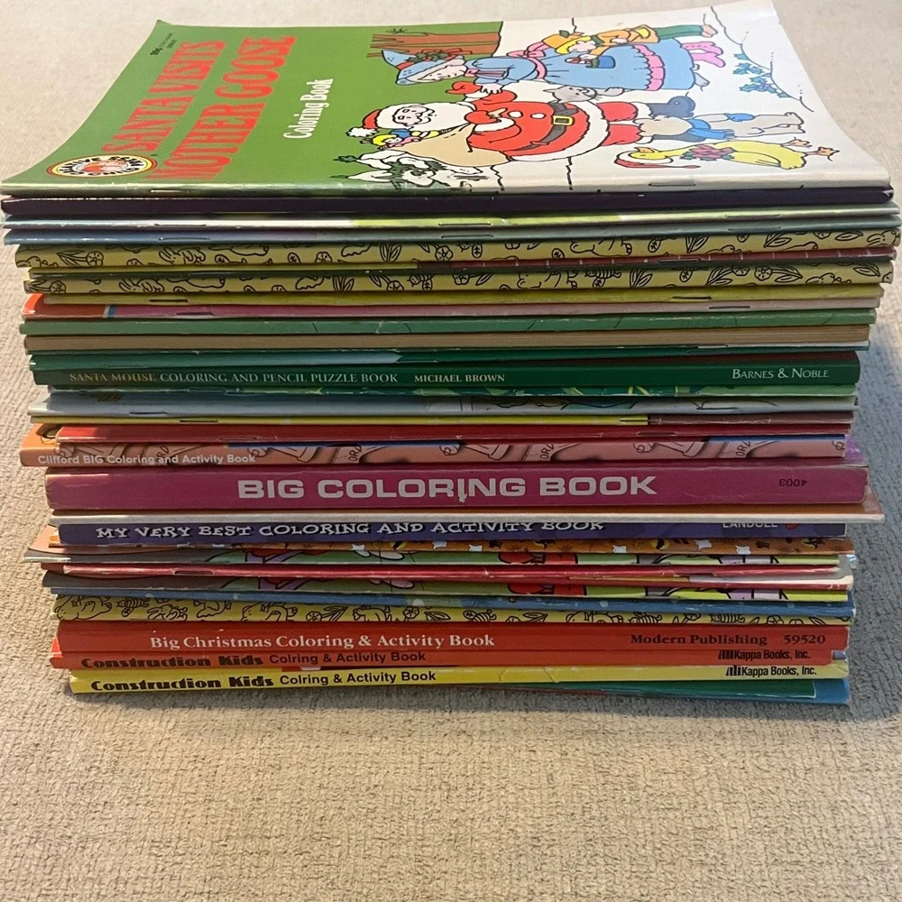 Vintage Coloring Book Lot 30+ 80s 90s Disney Sesame Street Lisa Frank Christmas